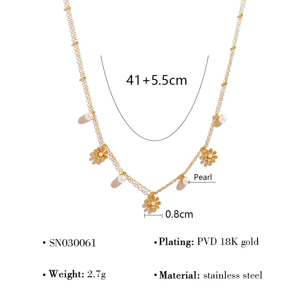 Collier perle et fleur vintage – vue 6