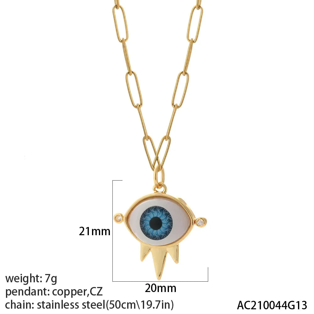 Collier pendentif cœur, étoile et mauvais œil