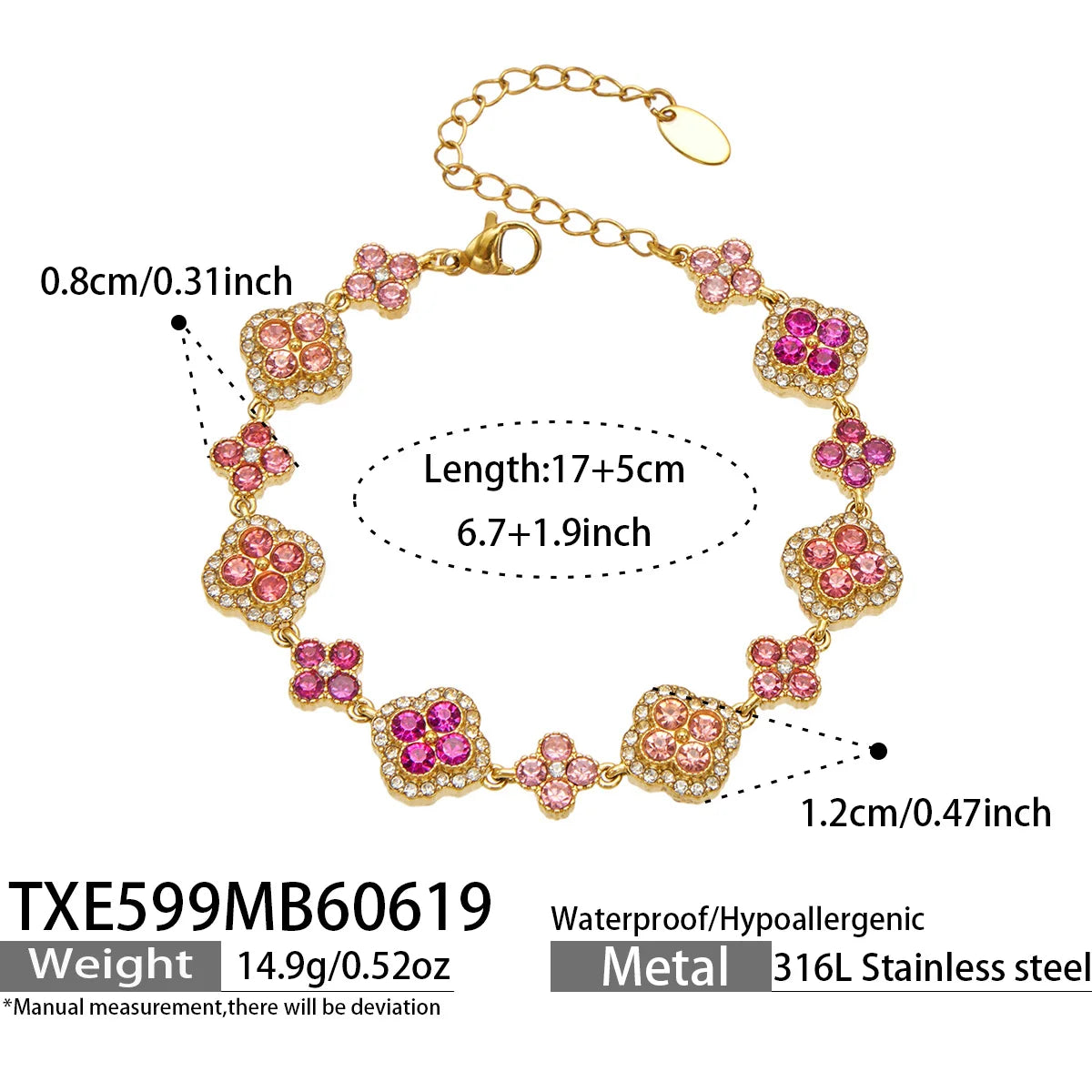 Parure zircons multicolores – Bracelet – coloris E
