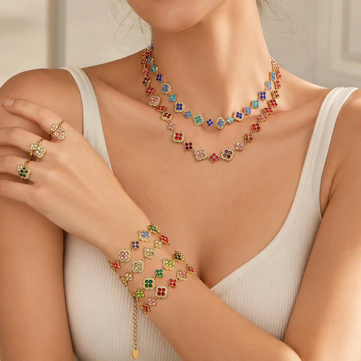 Parure zircons colorés – vue 2
