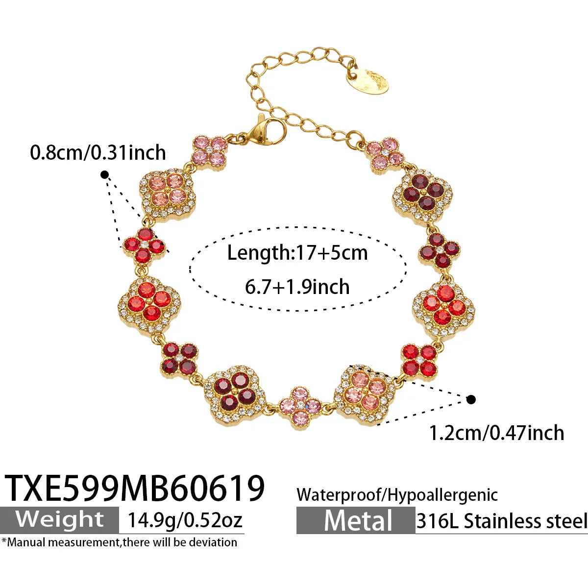 Parure zircons multicolores – Bracelet – coloris I