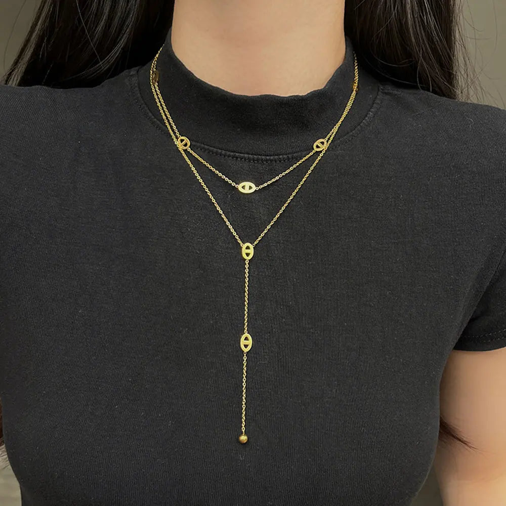 Collier long en Y maillons ovales – vue 2