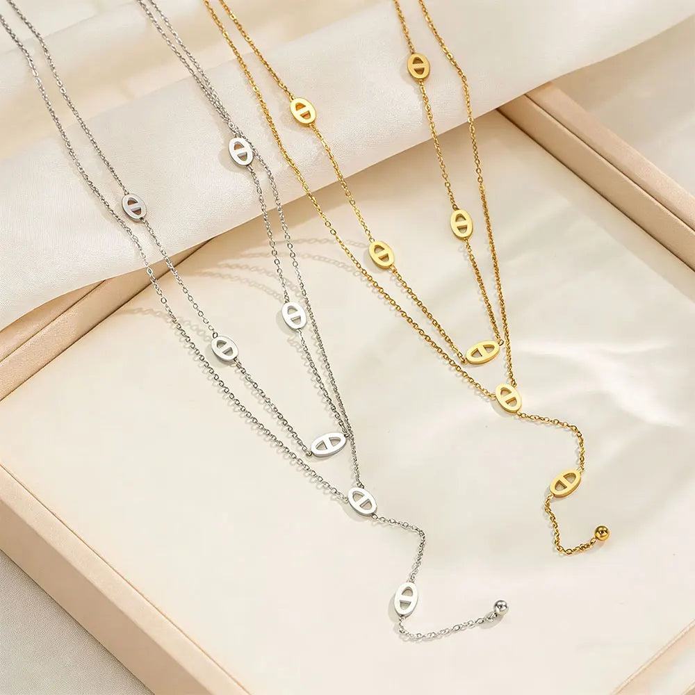 Collier long en Y maillons ovales – Harmonia Ibiza