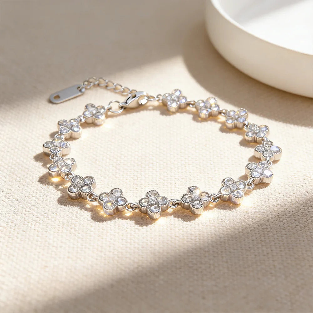 Bracelet ajustable fleurs zircon - Harmonia Ibiza