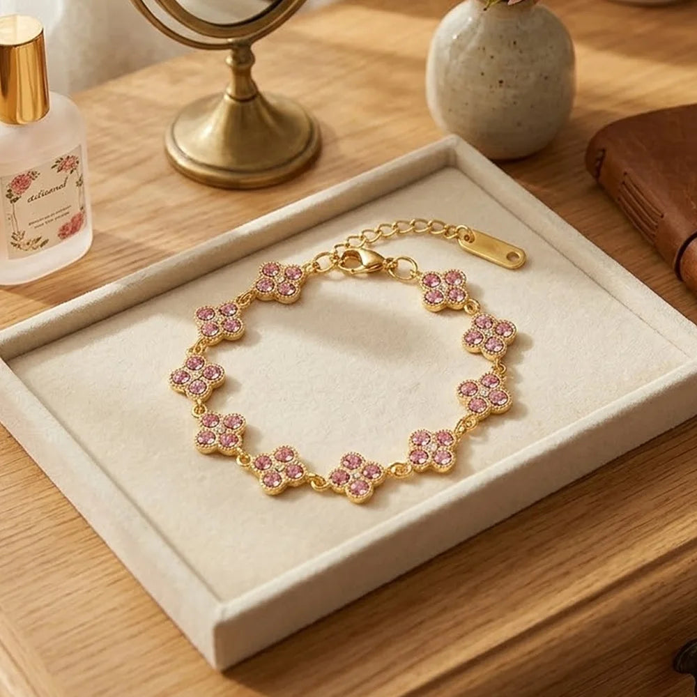 Bracelet ajustable fleurs zircon - Harmonia Ibiza