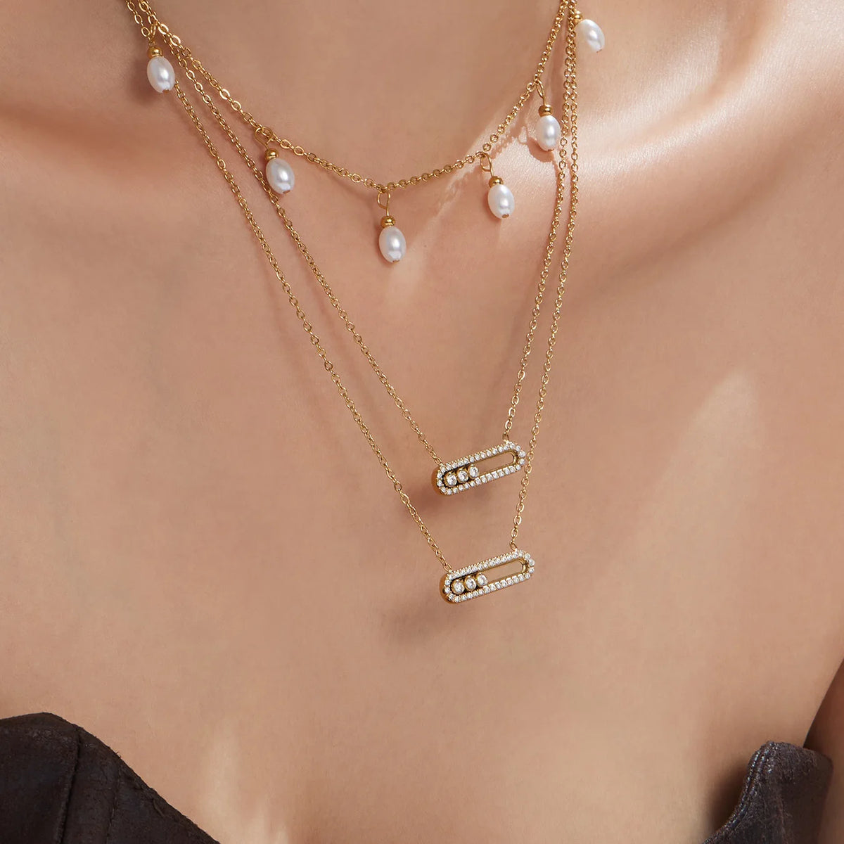 Parure collier, bracelet et bague zircon – vue 4