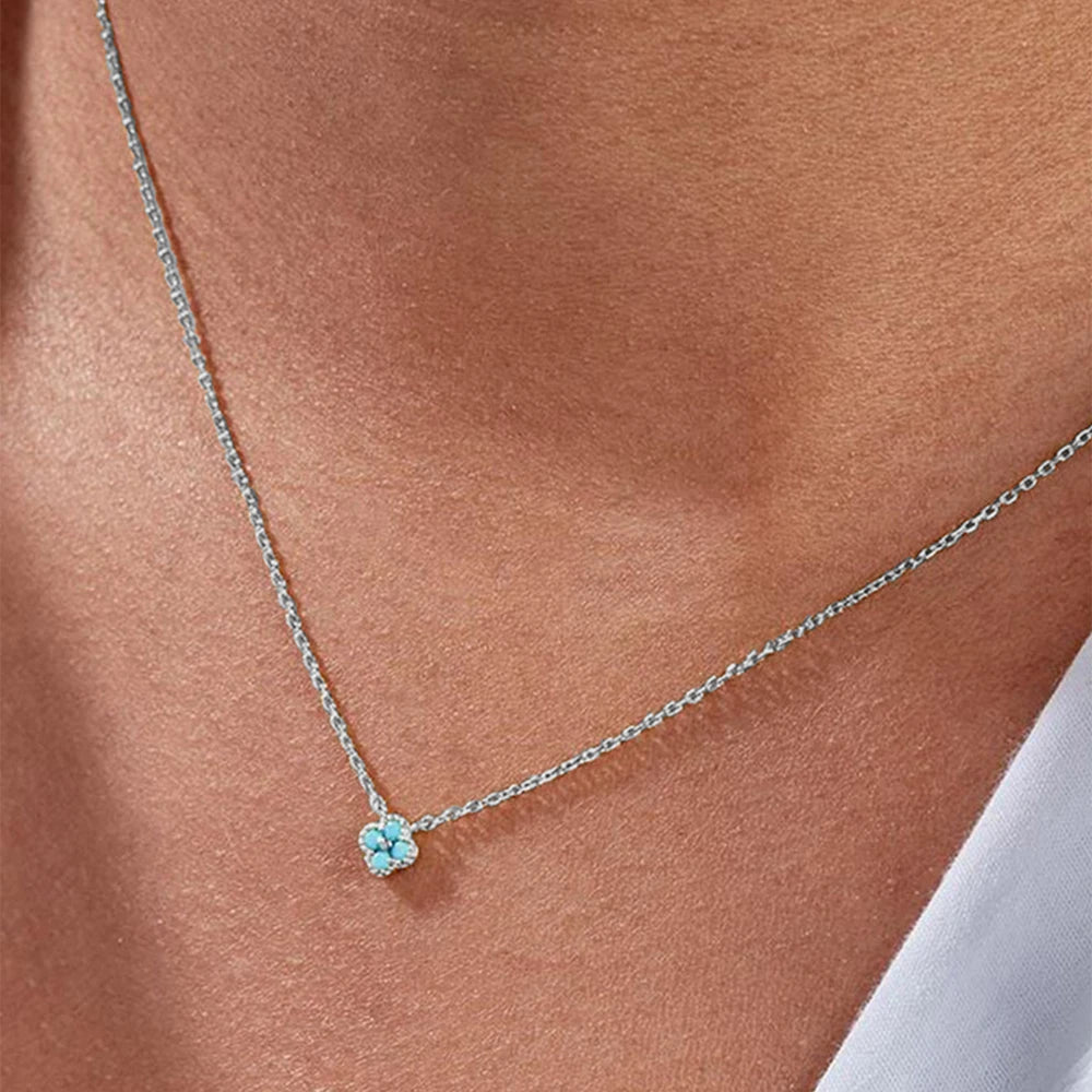 Collier trèfle porte-bonheur turquoise – vue 4