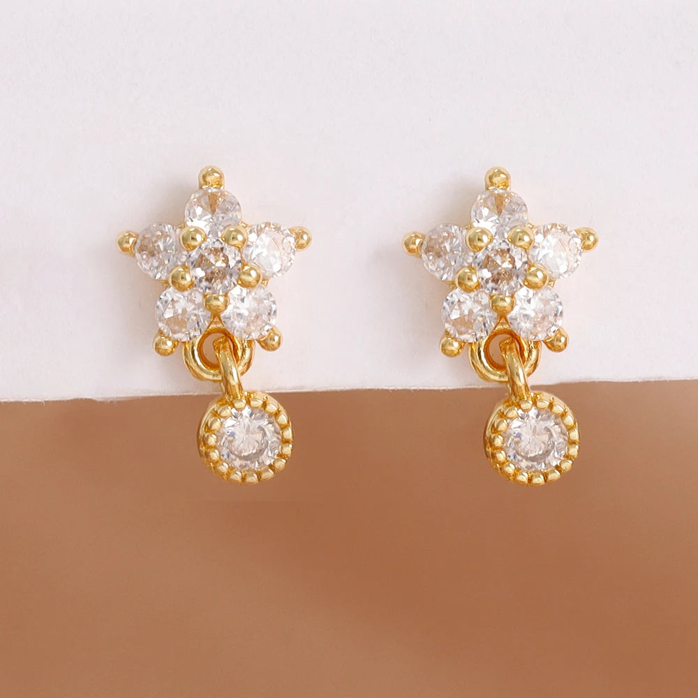 Boucles d'oreilles pendantes étoiles zircon – Doré – modèle 3