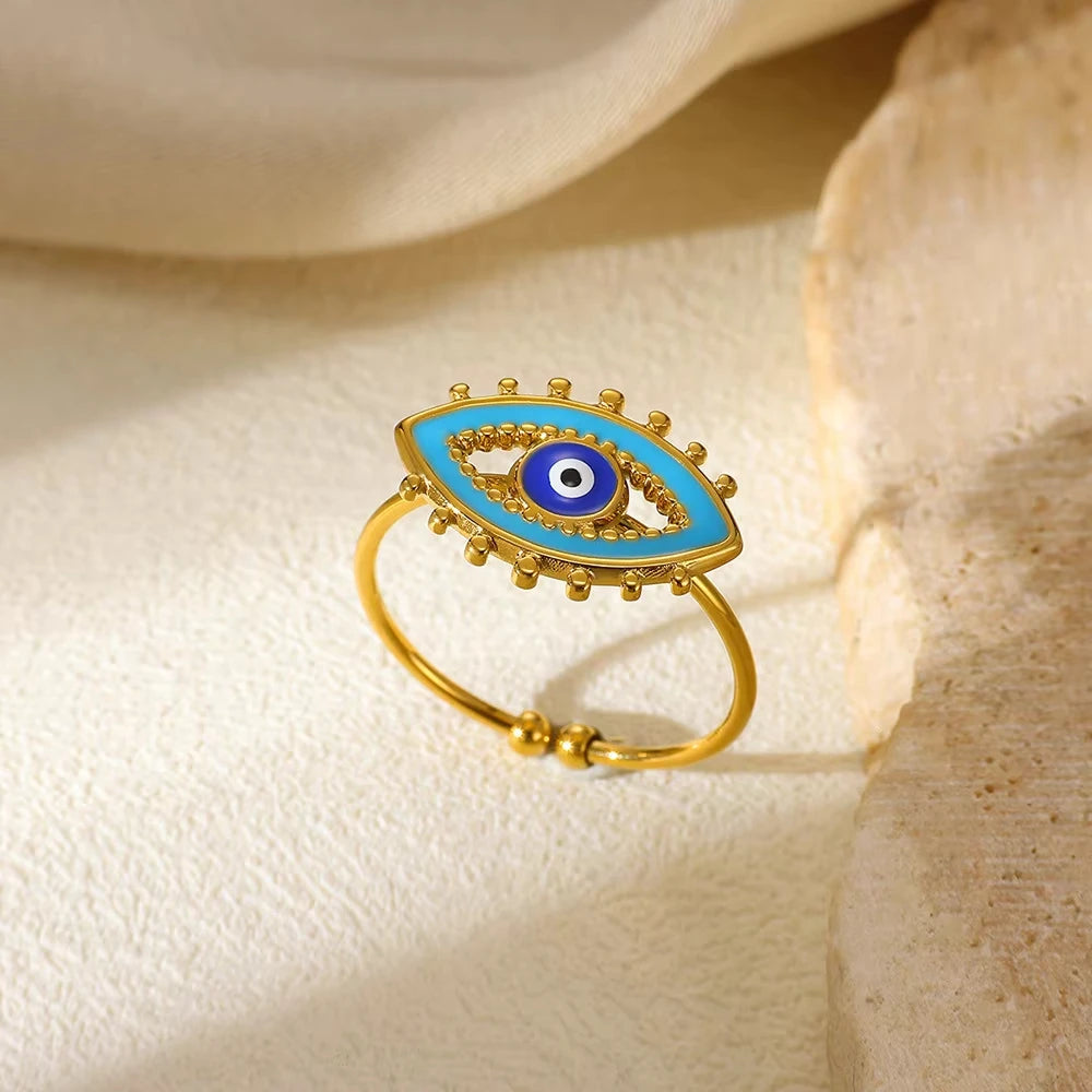 Bague œil protecteur acier inoxydable ajustable - Harmonia Ibiza