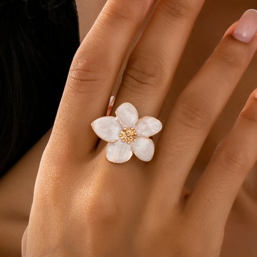 Bague fleur émaillée réglable – Harmonia Ibiza
