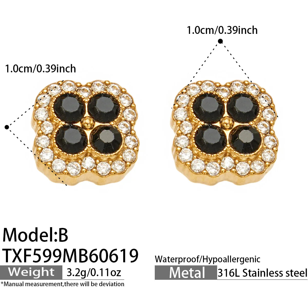 Parure zircons multicolores – Boucles d'oreilles A – coloris A