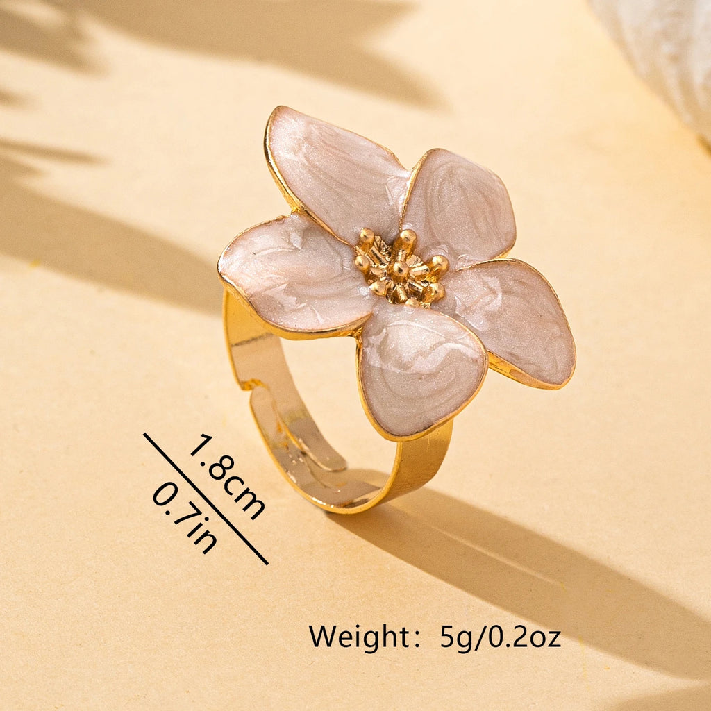 Bague fleur émaillée réglable – vue 4