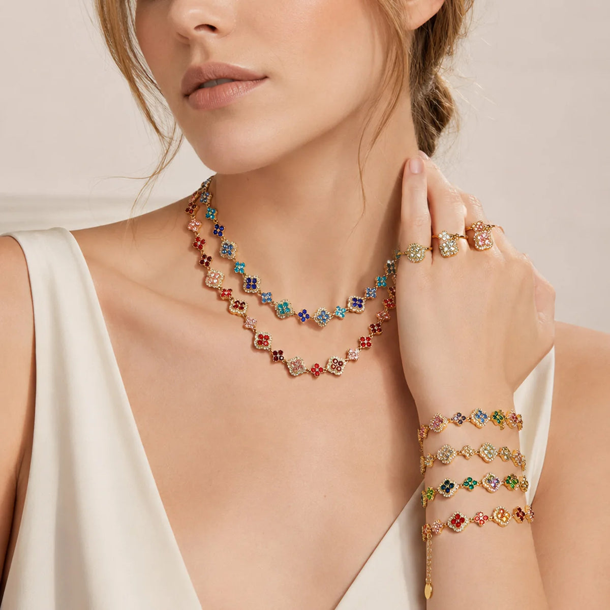 Parure zircons colorés – Harmonia Ibiza