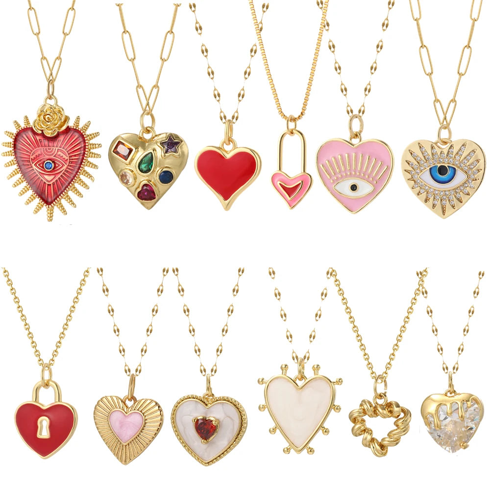 Collier long mauvais œil et cœur doré – Harmonia Ibiza