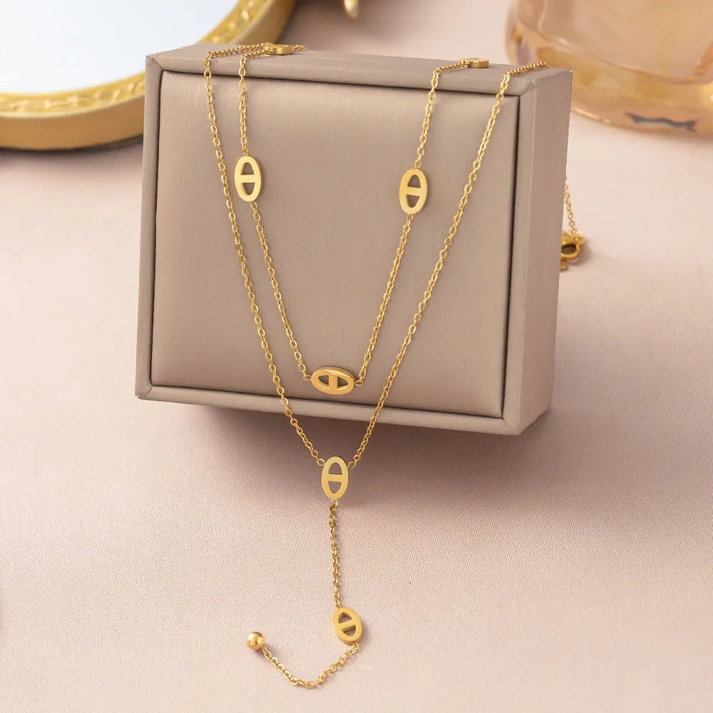Collier long en Y maillons ovales – vue 4
