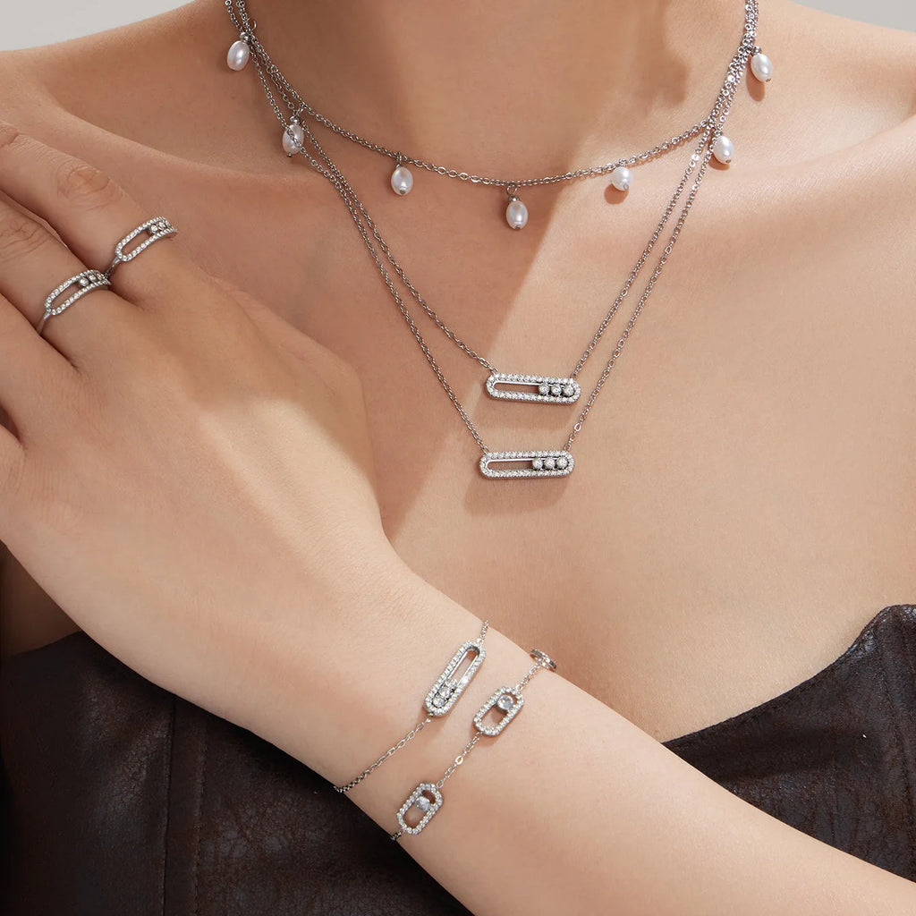 Parure collier, bracelet et bague zircon – vue 5