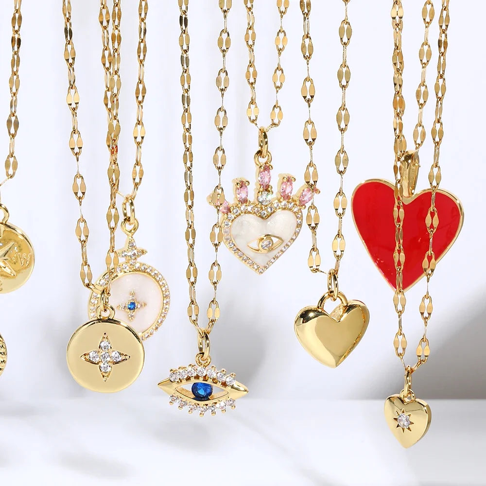 Collier pendentif cœur, étoile et mauvais œil – vue 5