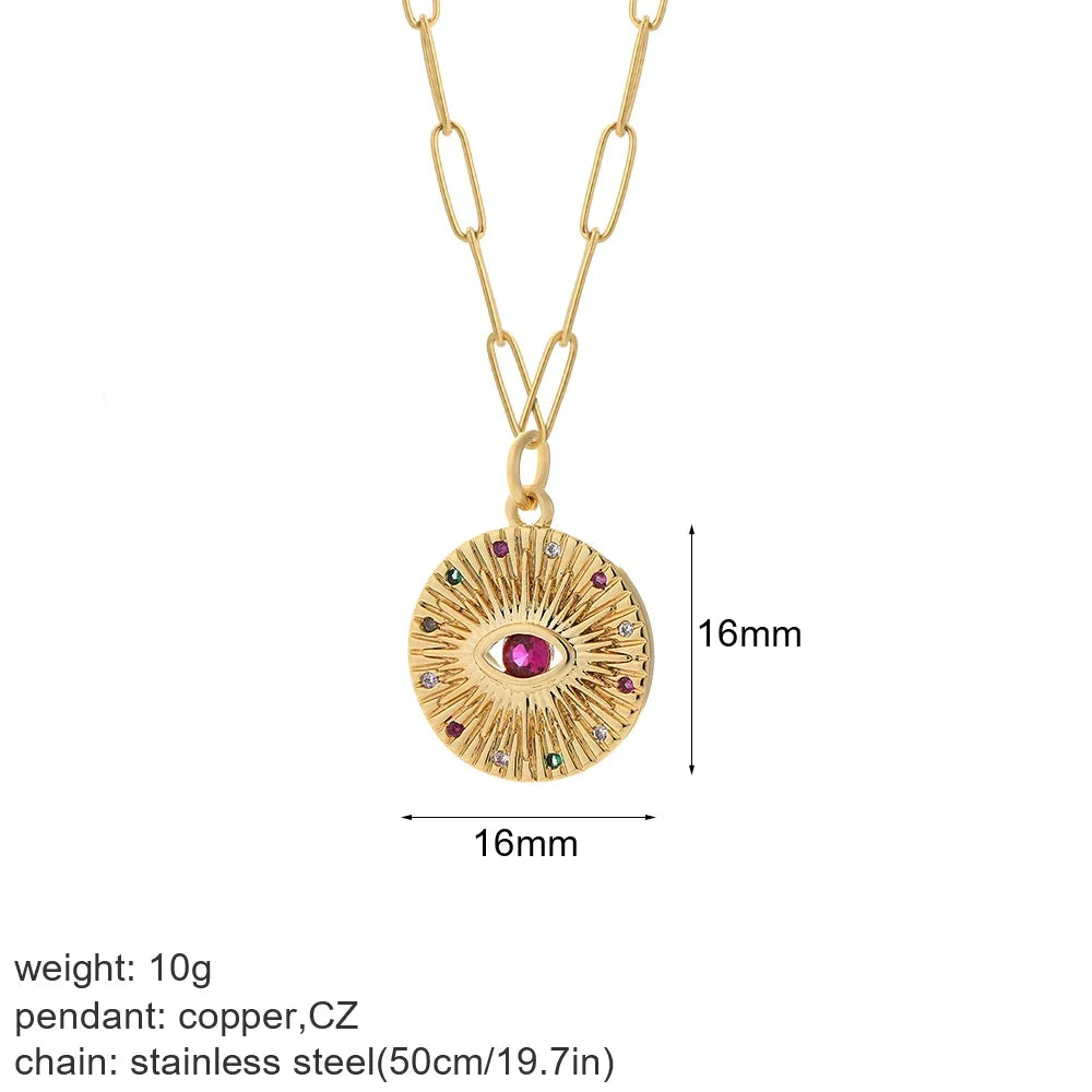 Collier pendentif cœur, étoile et mauvais œil