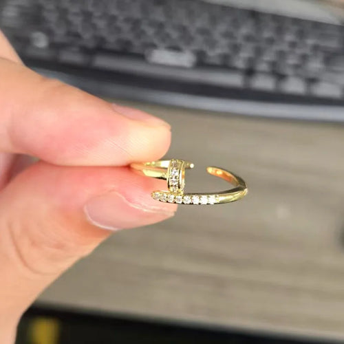 Bague ouverte dorée ajustable - Harmonia Ibiza
