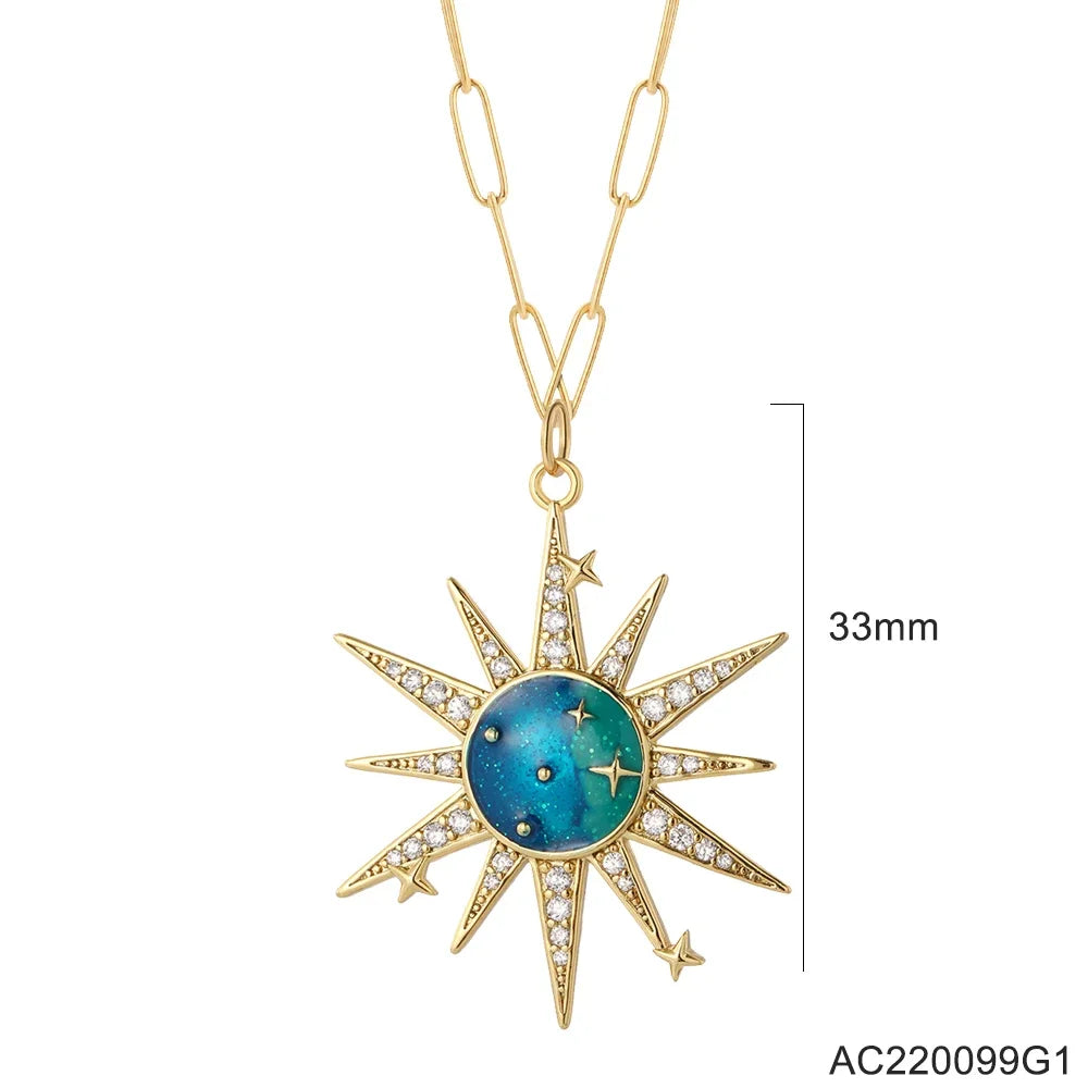Collier pendentif cœur, étoile et mauvais œil – modèle 14