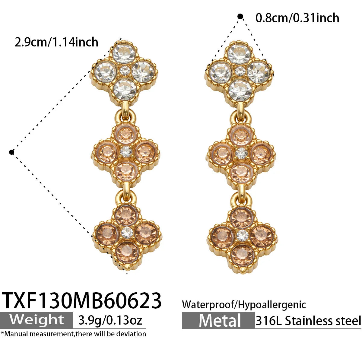 Parure zircons colorés