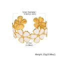 Bracelet jonc ouvert émail floral – Blanc