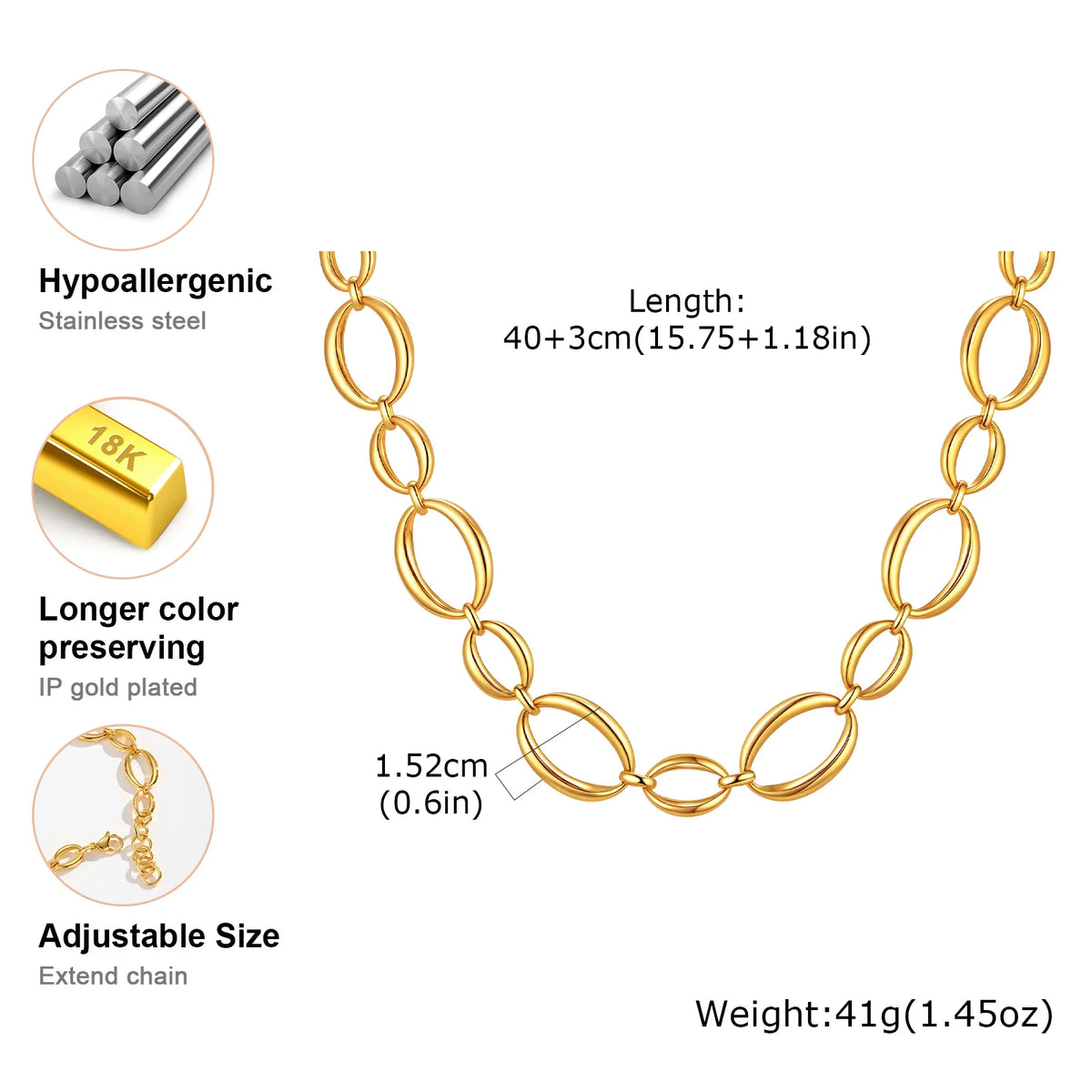 Collier ras-du-cou maillons épais – vue 5