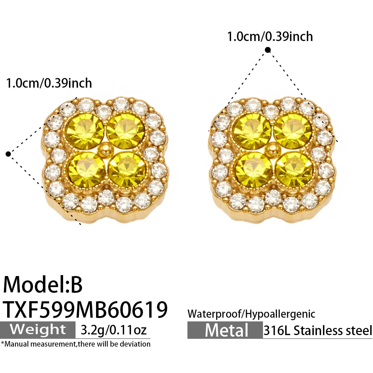 Parure zircons multicolores – Boucles d'oreilles A – coloris F