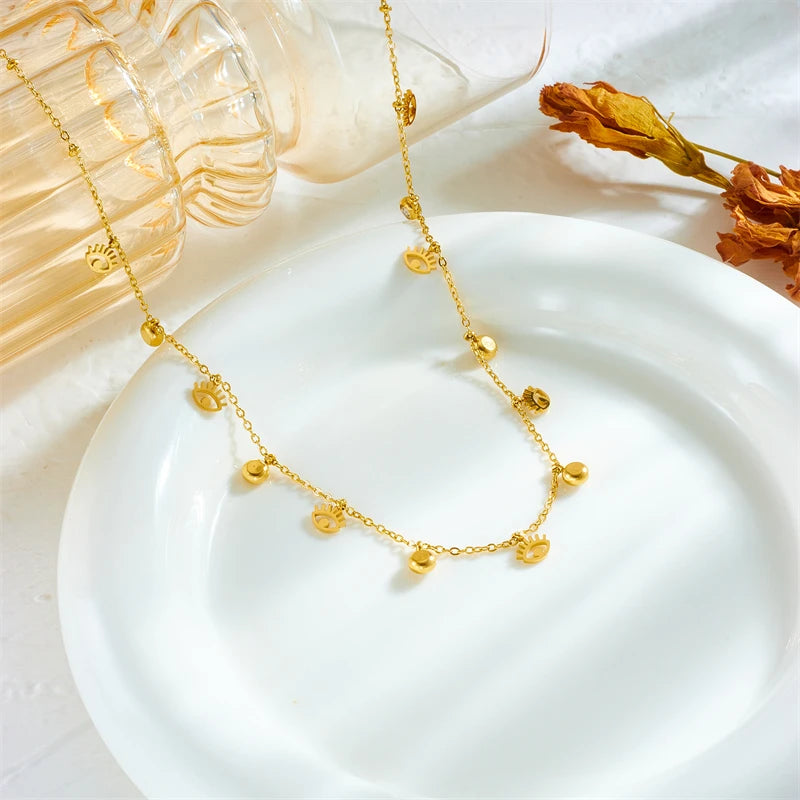 Collier acier inoxydable pendentif œil cristal - Harmonia Ibiza