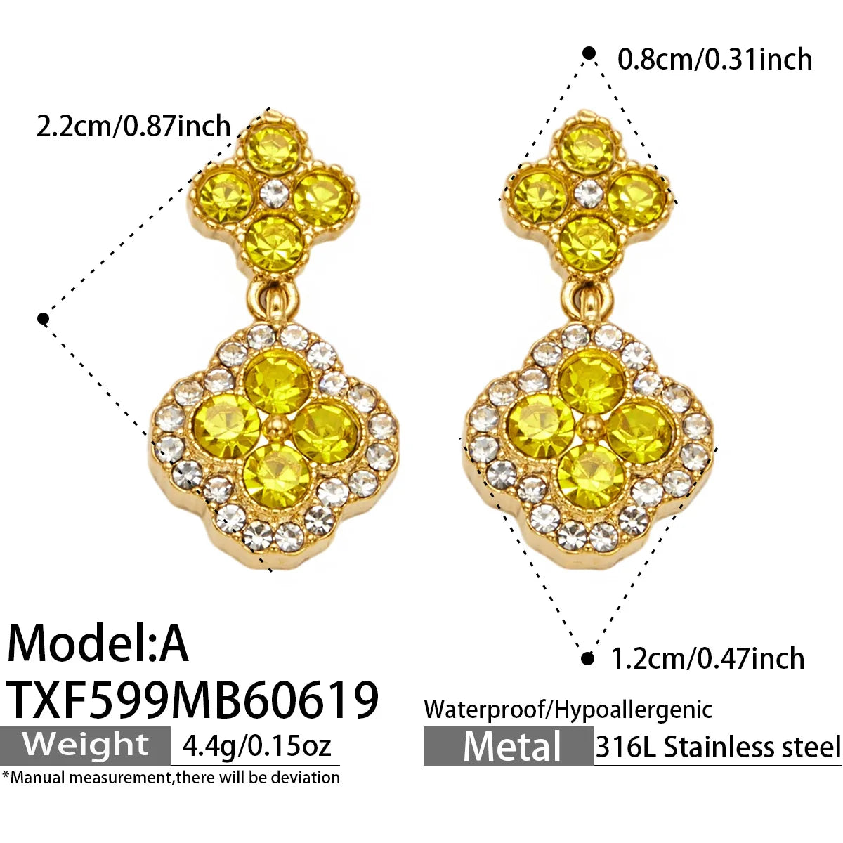 Parure zircons multicolores – Boucles d'oreilles B – coloris F