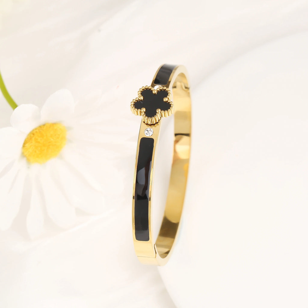 Bracelet ouvert fleur acier inoxydable - Harmonia Ibiza