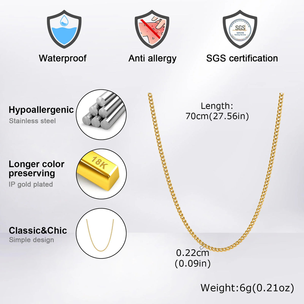 Collier chaîne cubaine pendentif croix – vue 3