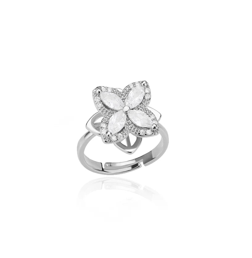 Bague anti-stress spinner trèfle doré – modèle 3