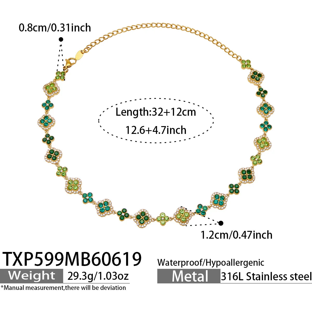 Parure zircons multicolores – Collier – coloris C