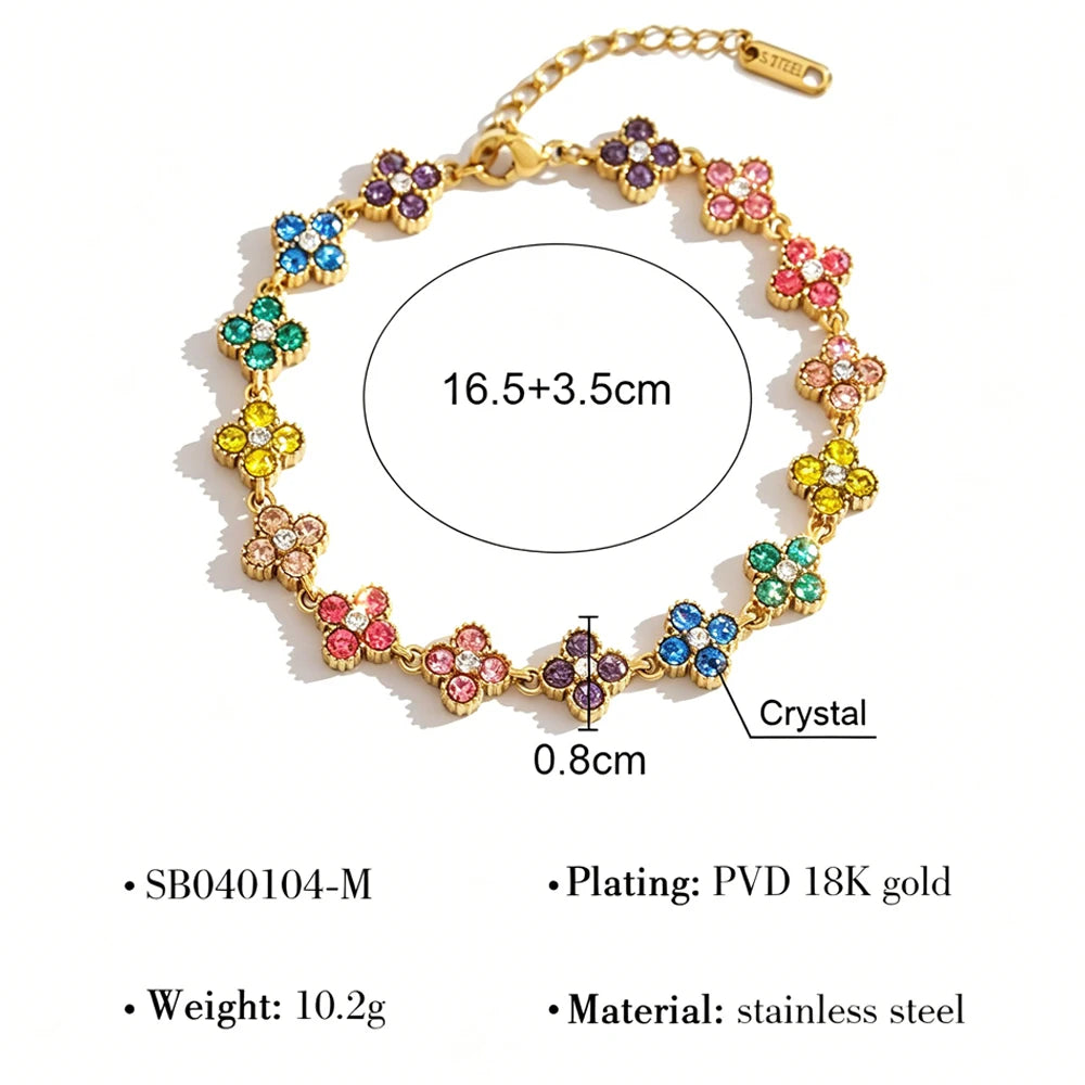 Bracelet ajustable fleurs zircon - Harmonia Ibiza