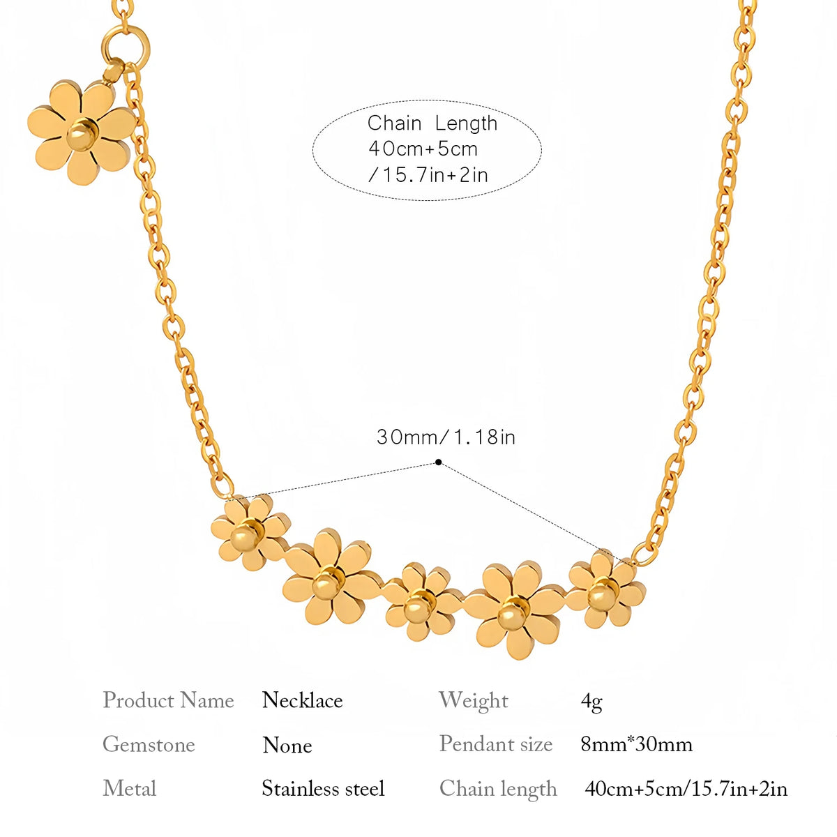 Collier marguerite doré – Modèle 6