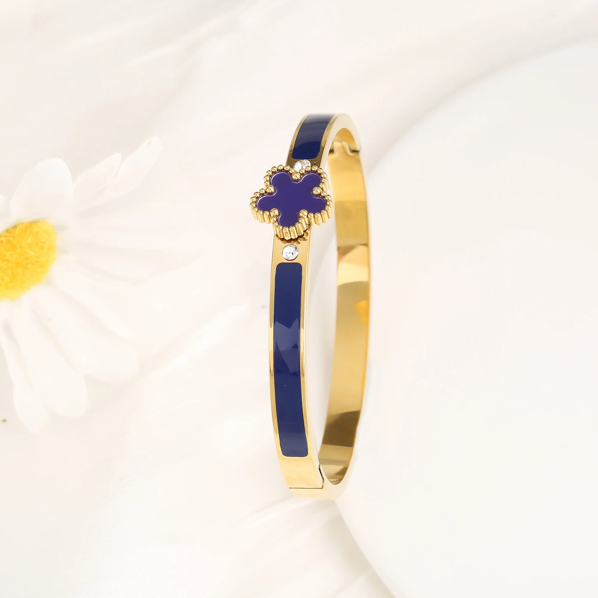 Bracelet ouvert fleur acier inoxydable - Harmonia Ibiza