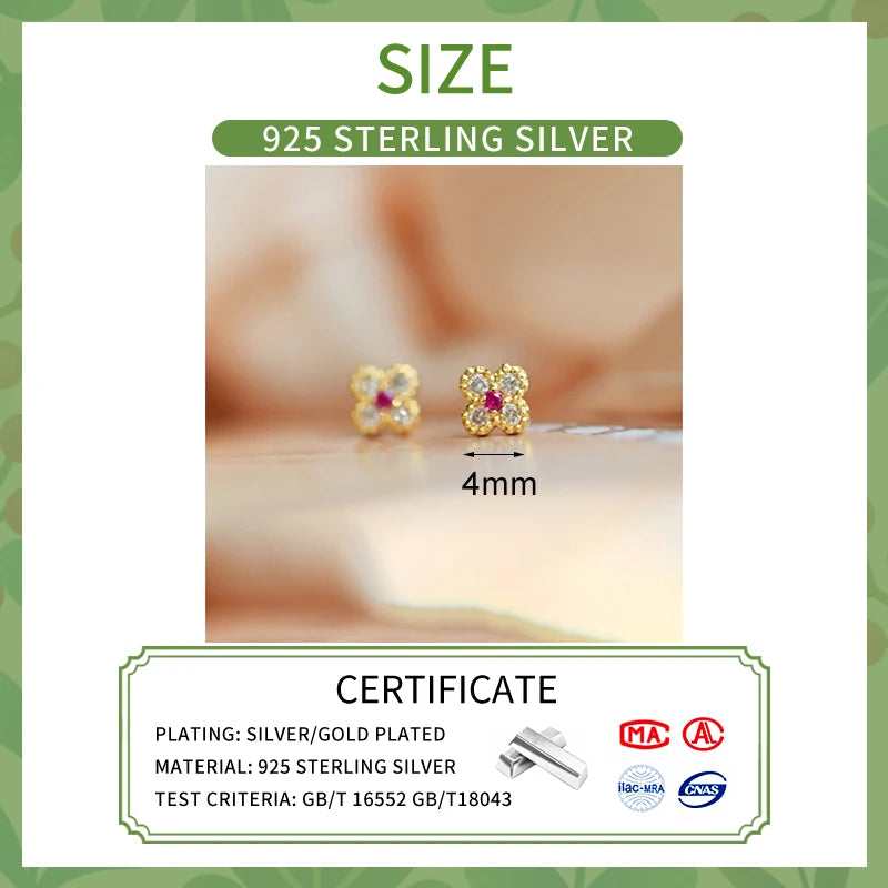 Boucles d'oreilles puces fleur zircon – vue 2