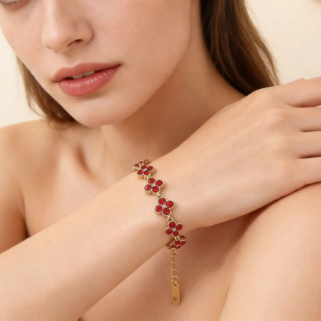 Bracelet ajustable fleurs zircon - Harmonia Ibiza