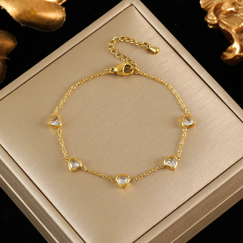 Bracelet à breloques fleurs doré – modèle 8