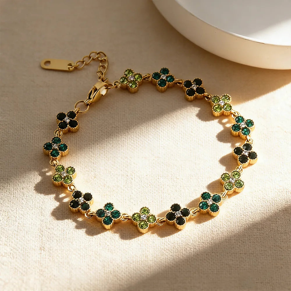Bracelet ajustable fleurs zircon - Harmonia Ibiza