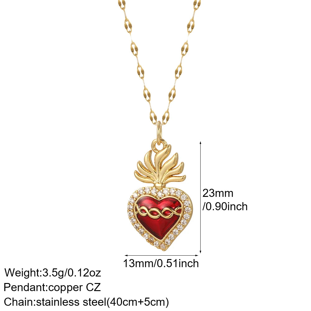 Collier long mauvais œil et cœur doré – modèle 3