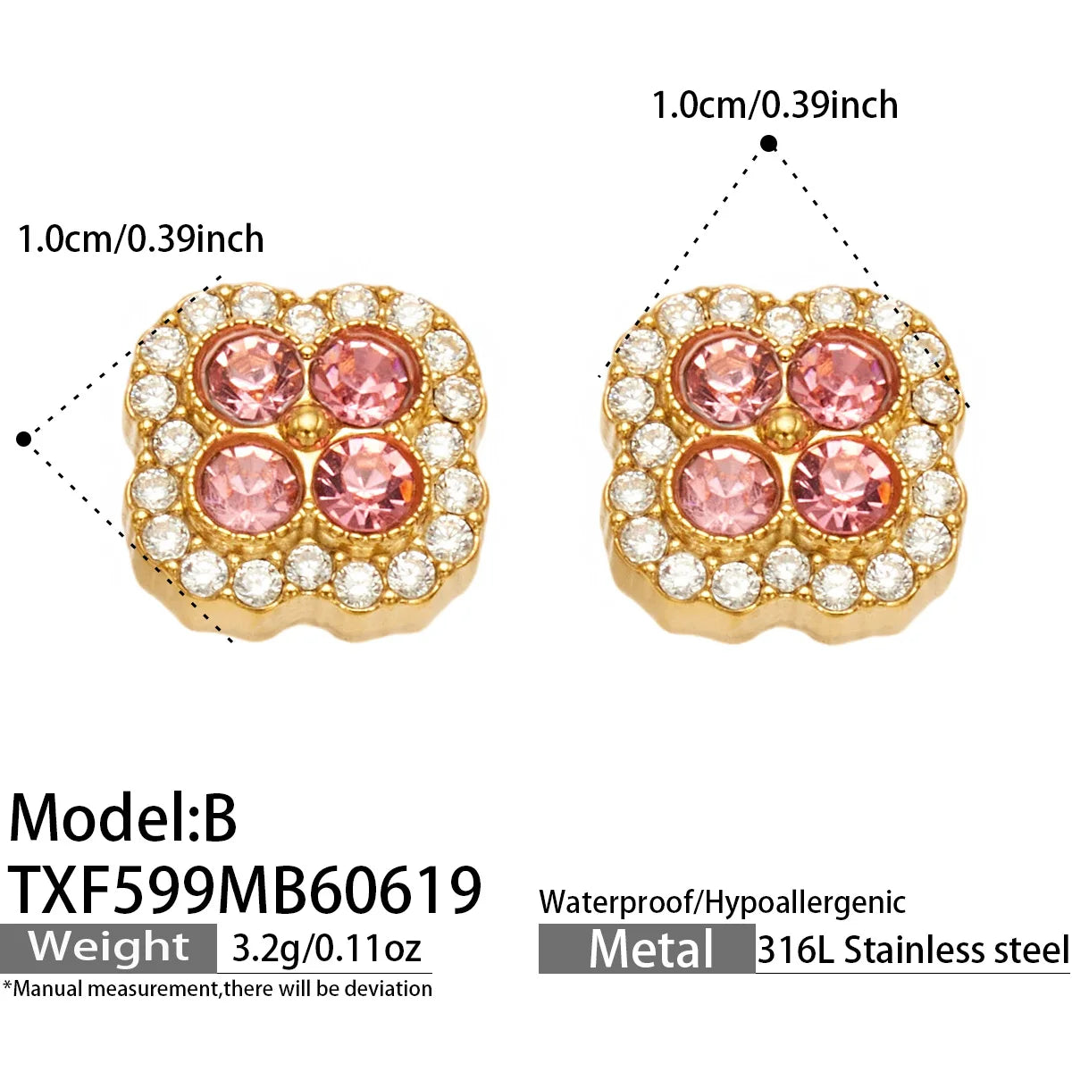 Parure zircons multicolores – Boucles d'oreilles A – coloris E