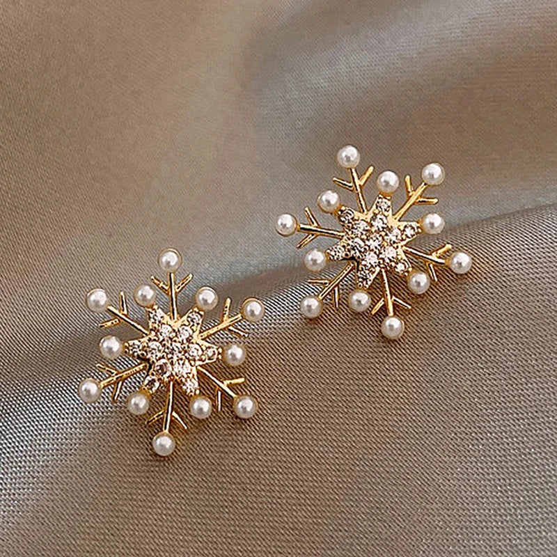 Boucles d'oreilles clous flocon de neige zircon – vue 2