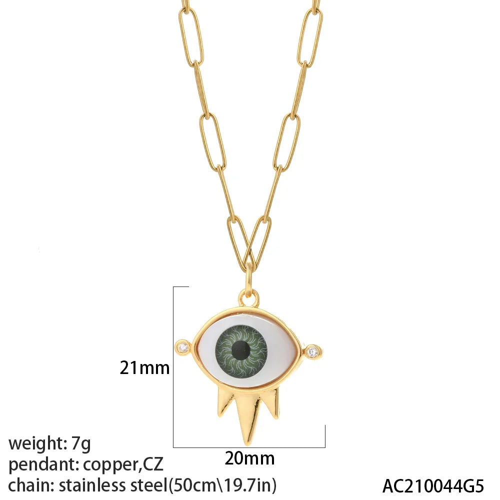 Collier pendentif cœur, étoile et mauvais œil – modèle 7