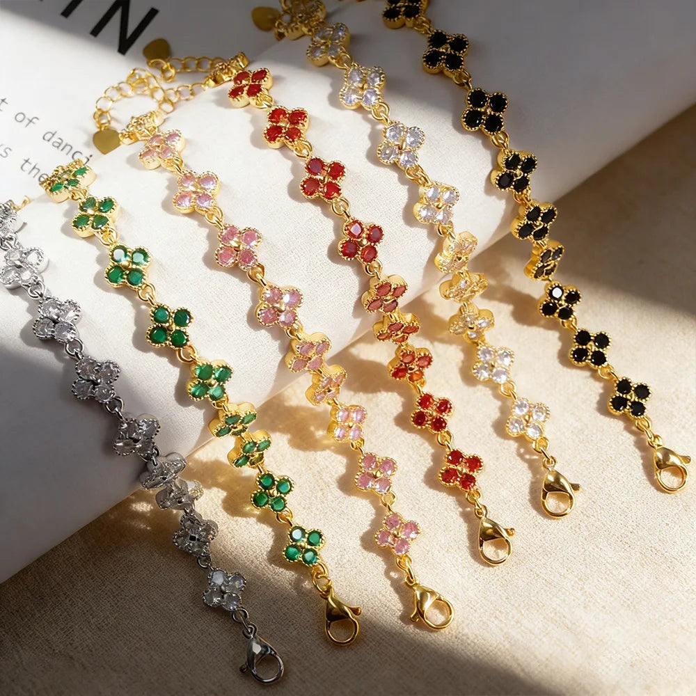Bracelet ajustable fleurs zircon - Harmonia Ibiza