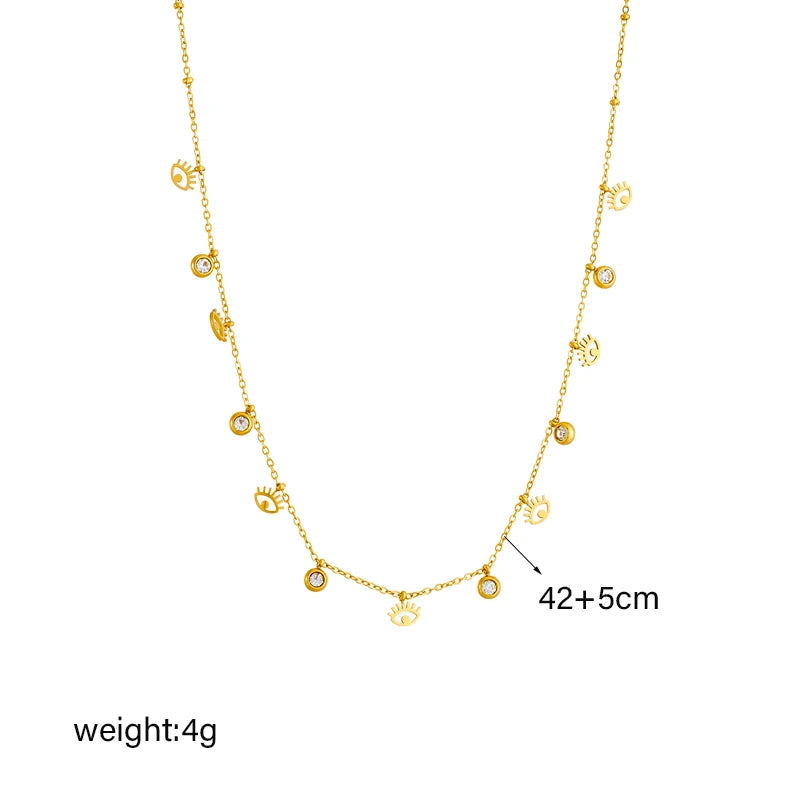 Collier acier inoxydable pendentif œil cristal - Harmonia Ibiza
