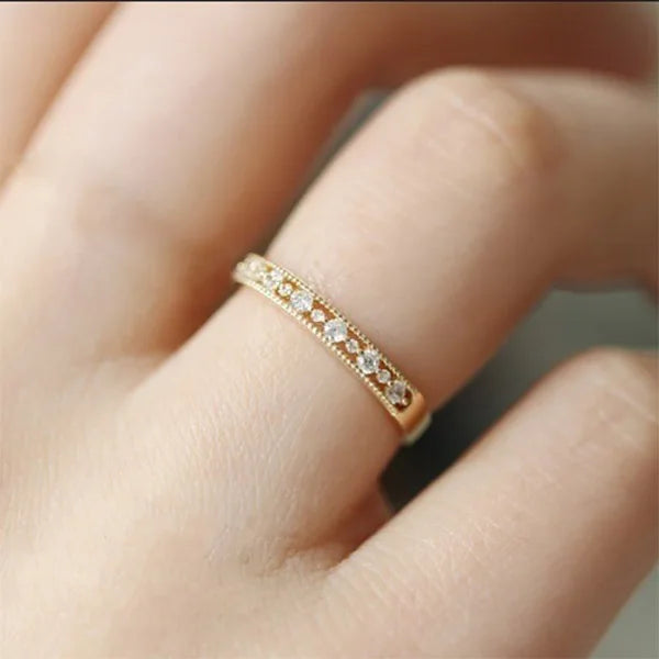 Bague zircon délicate dorée – modèle 2