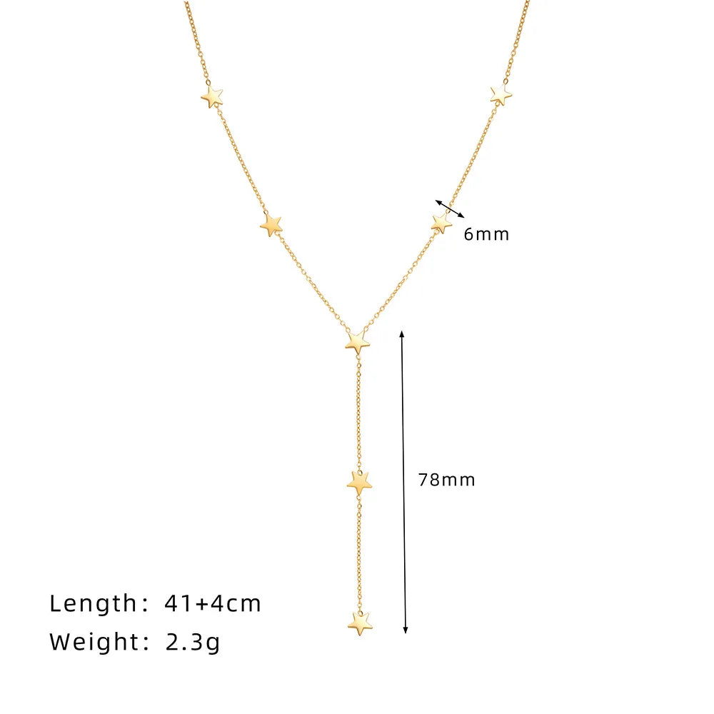Collier Y étoile et pampille – Doré