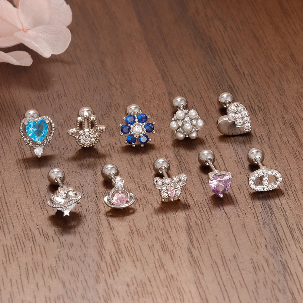 Puces d'oreilles cœur zircon – vue 2